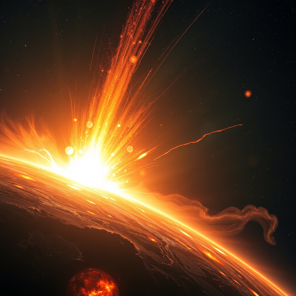 Cosmic plasma erupting from a distant star's surface