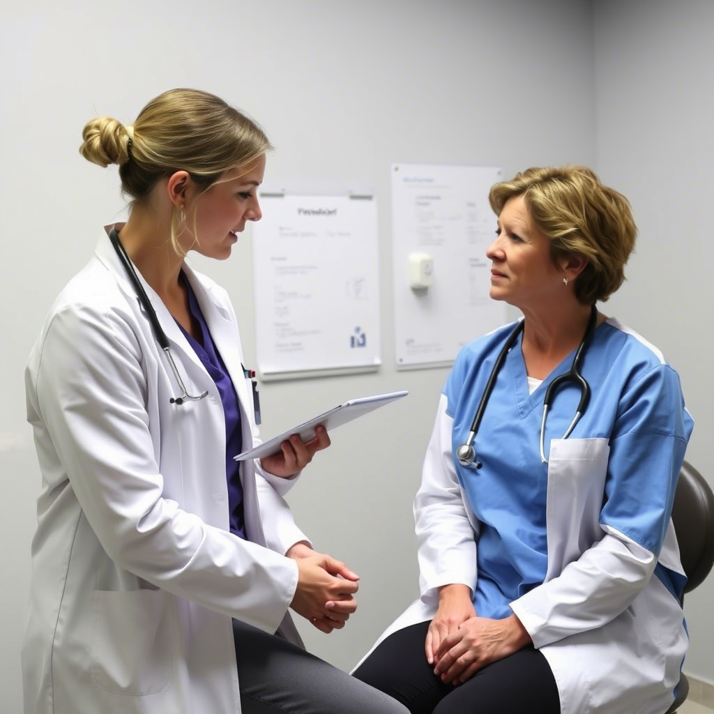 Female doctor explaining treatment options to a patient
