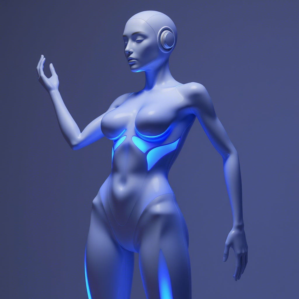Futuristic body sculpting device with glowing blue lights