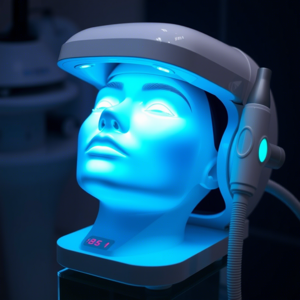 High-tech laser device for facial skin treatments displayed
