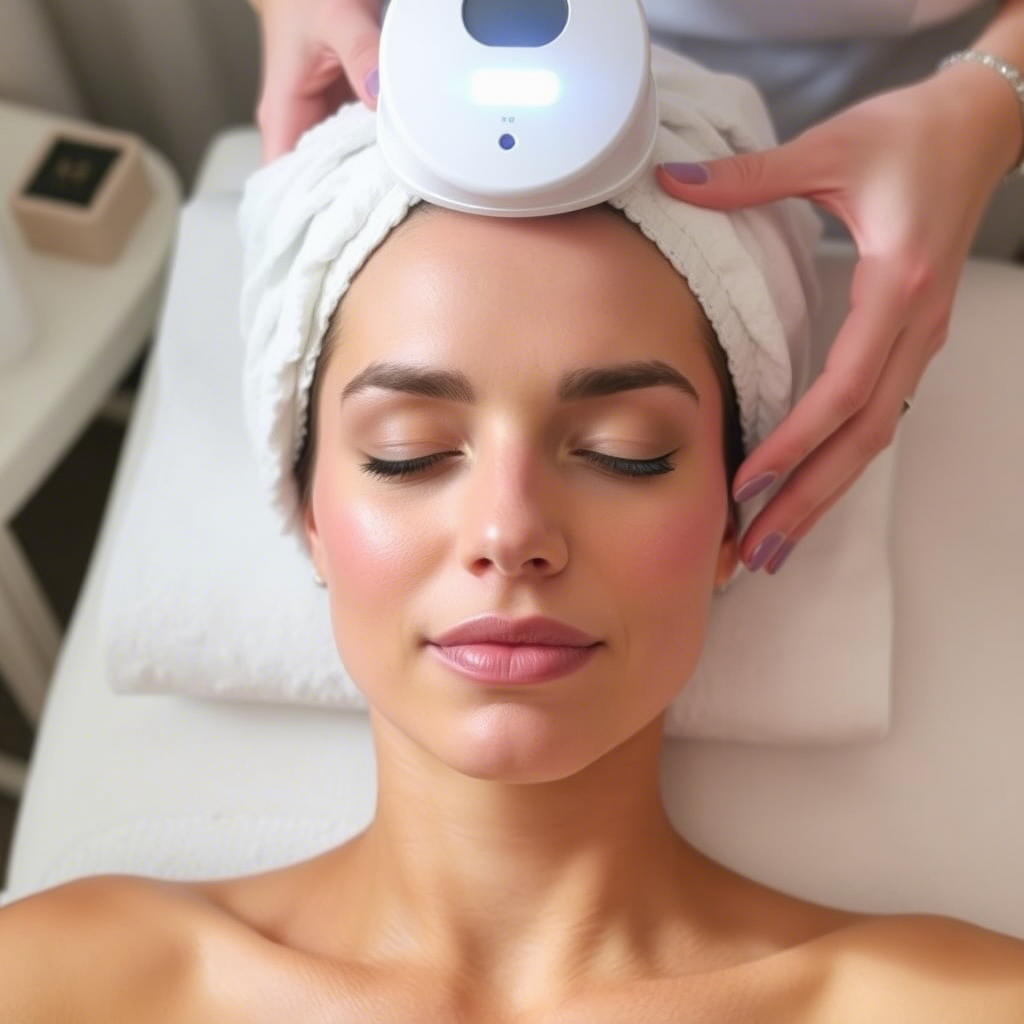 Non-invasive oxygen jet peel facial skincare routine