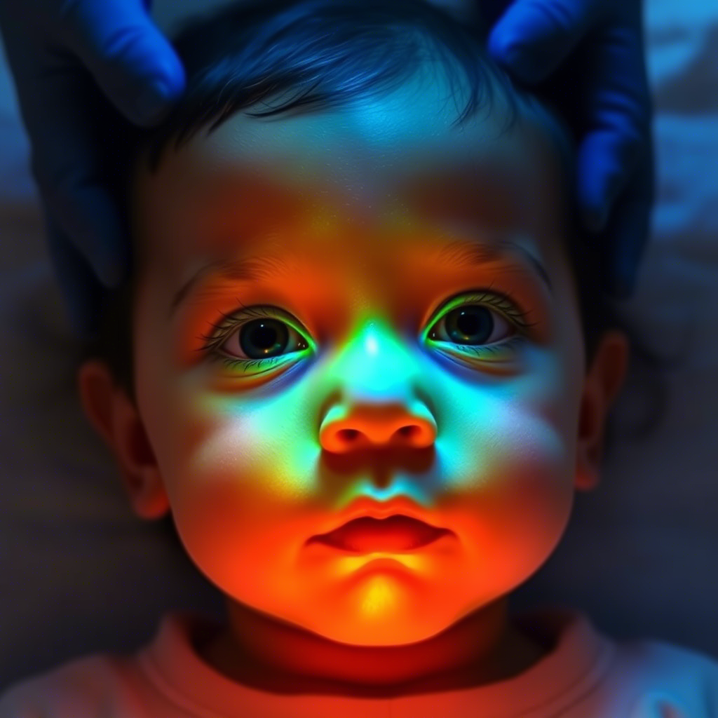 Pulsed dye laser therapy for hemangioma on a child's face