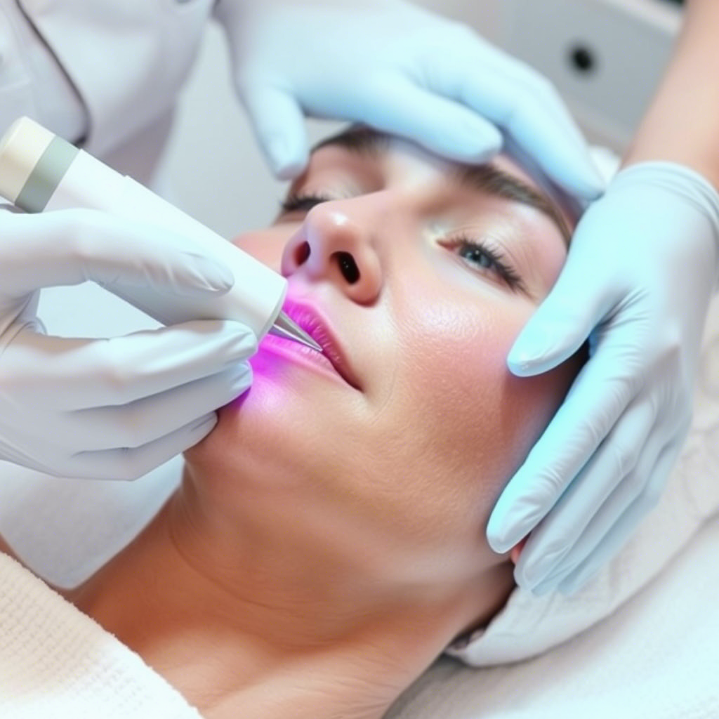 Radiofrequency facial treatment for firmer skin texture