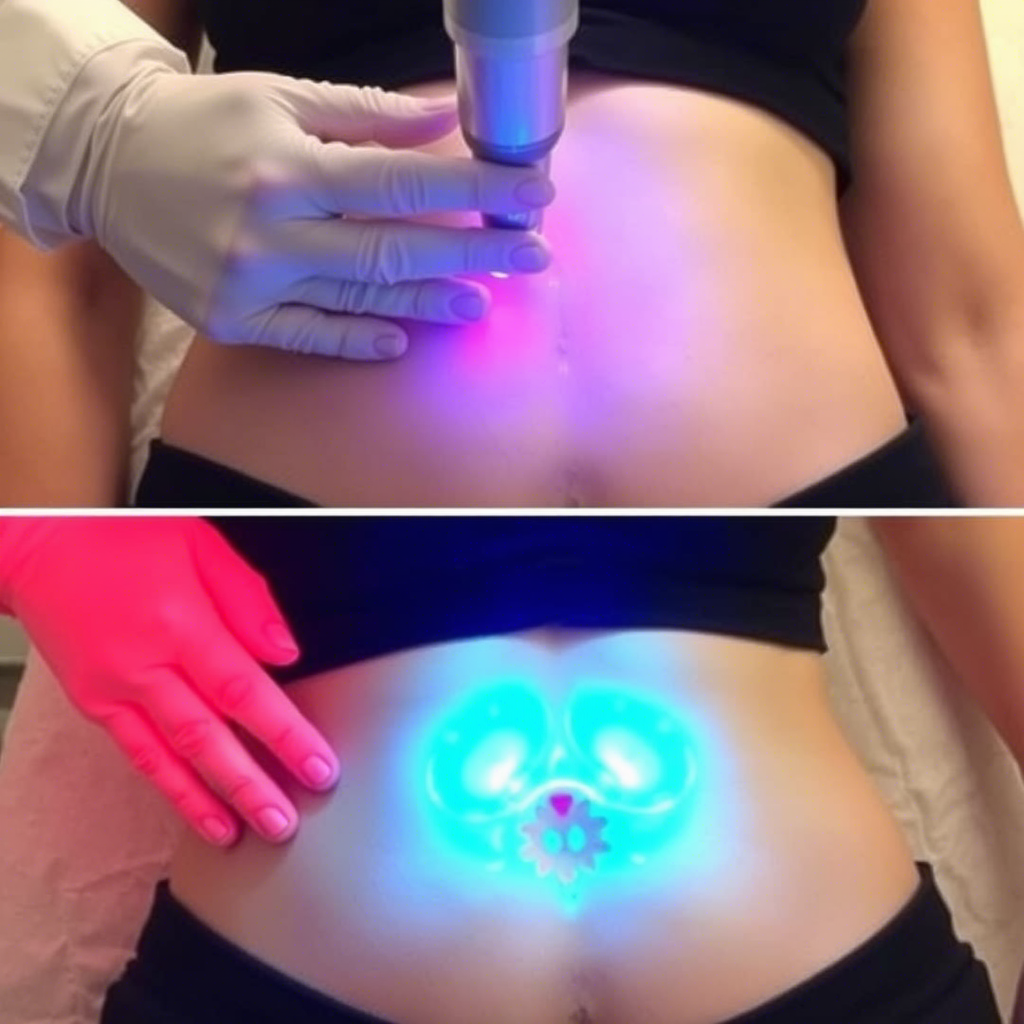 RF cavitation treatment on abdomen area
