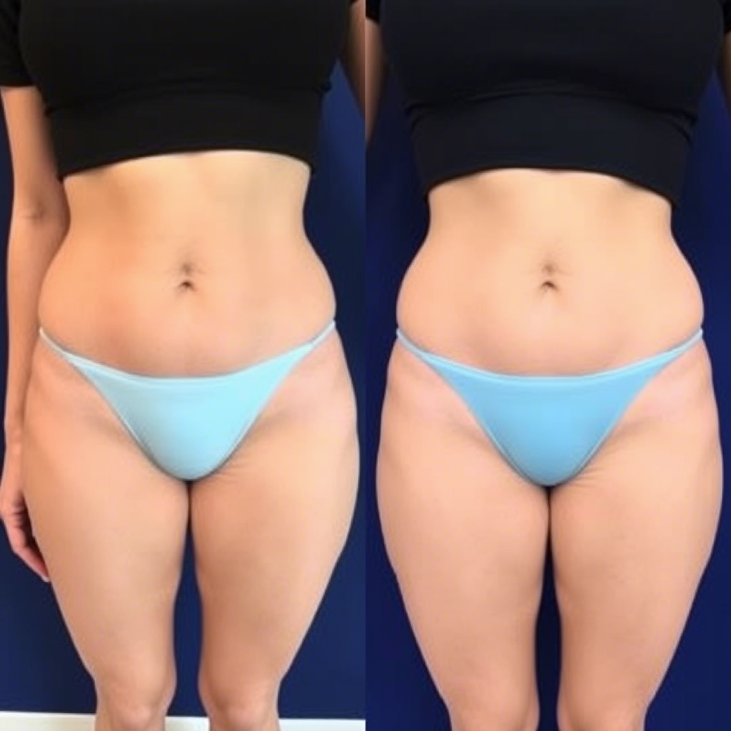 Sculpted body with visible fat reduction results after cryolipolysis