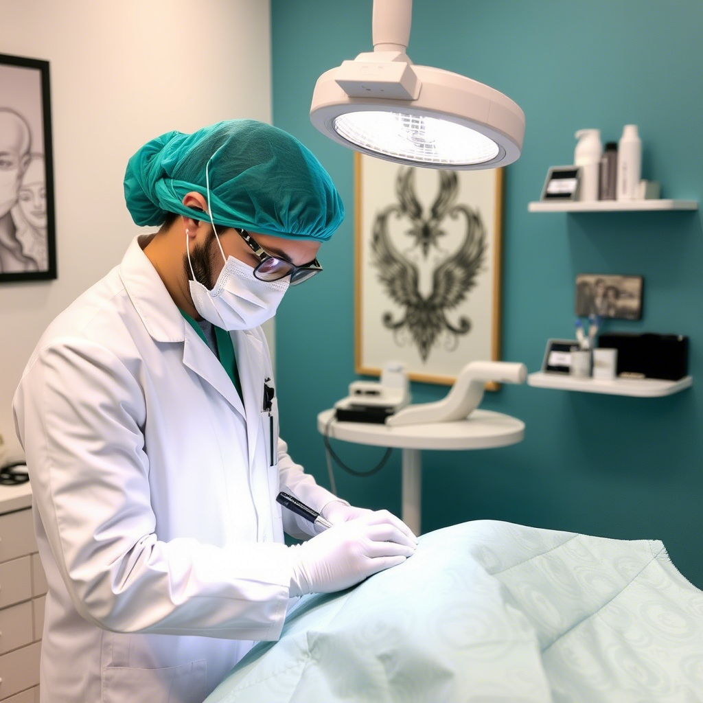 Tattoo removal clinic with a medical professional