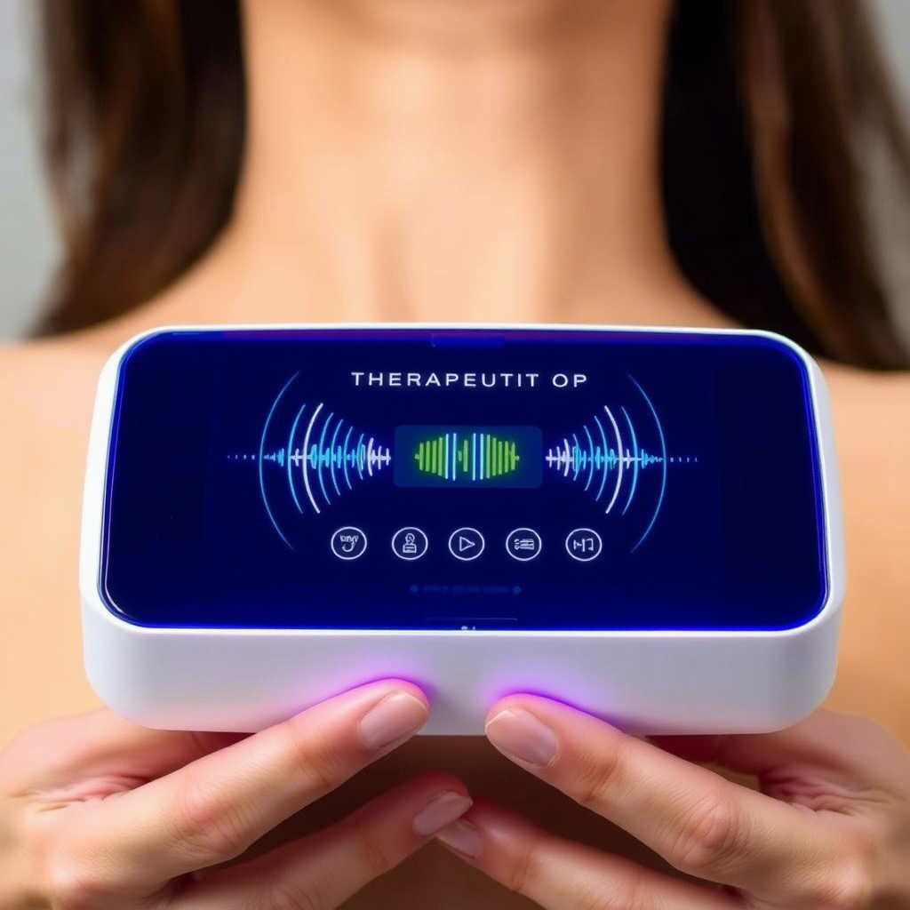 Ultrasonic therapy device emitting therapeutic sound waves