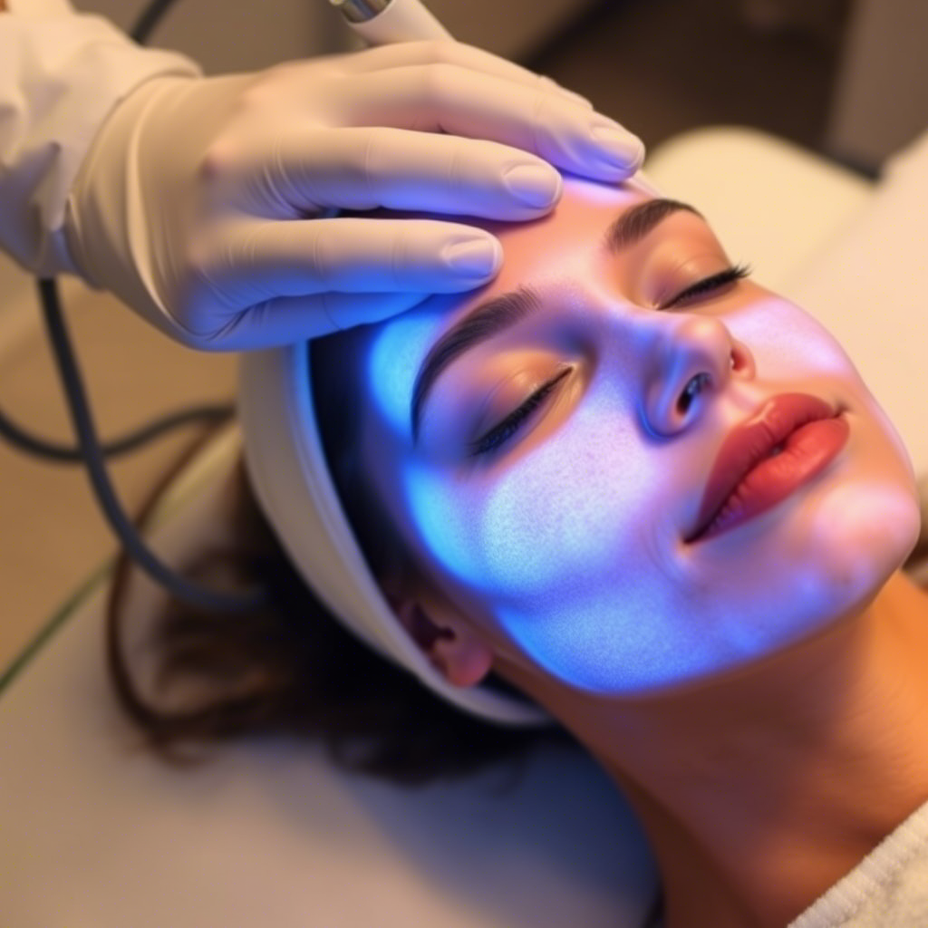 Ultrasound waves gently rejuvenating facial skin with Hifu technology