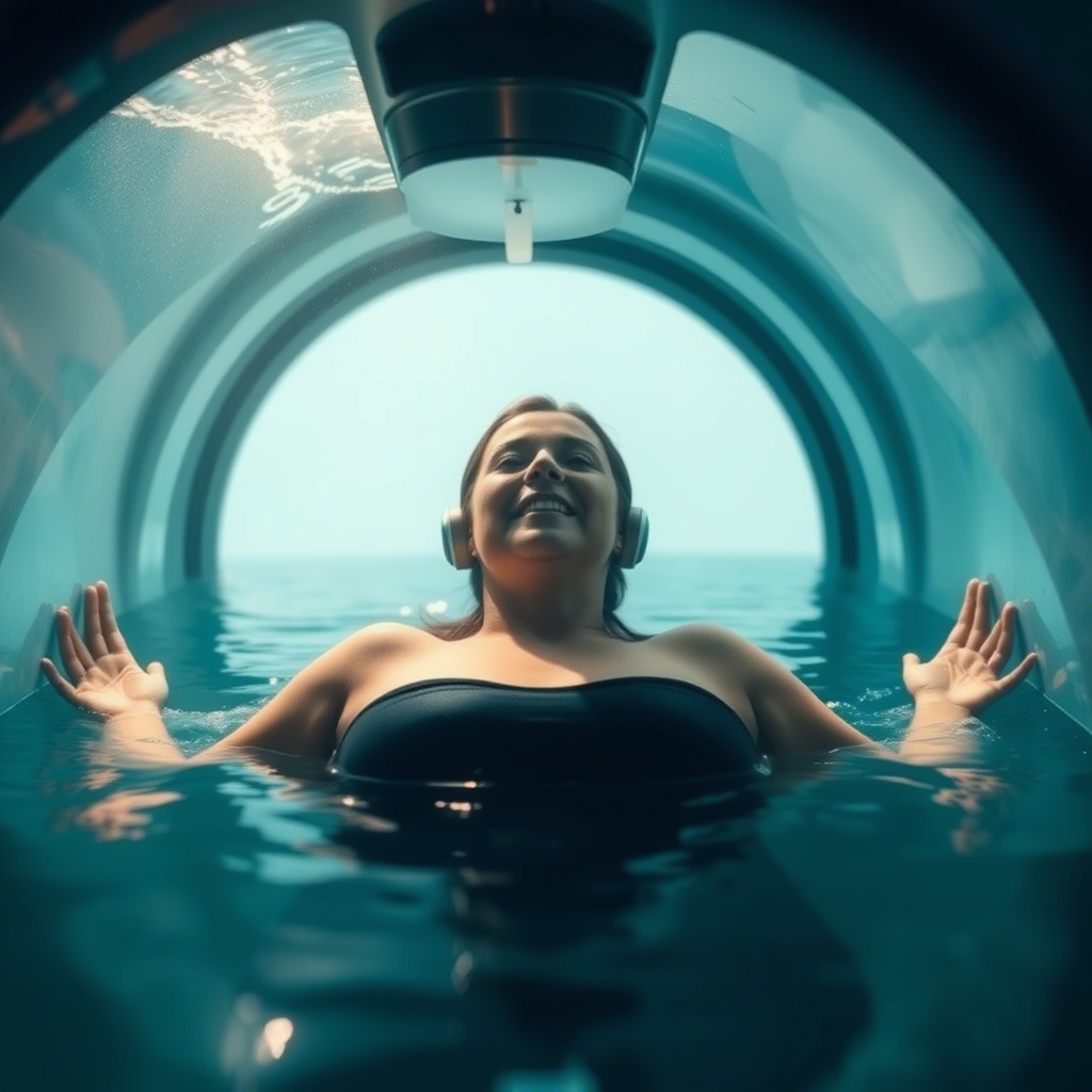 Underwater hyperbaric oxygen therapy scene