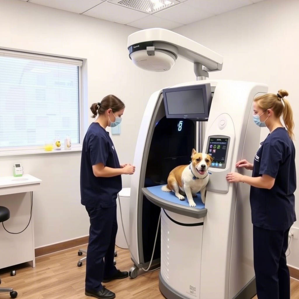 VET Tecar Therapy machine in a modern veterinary clinic