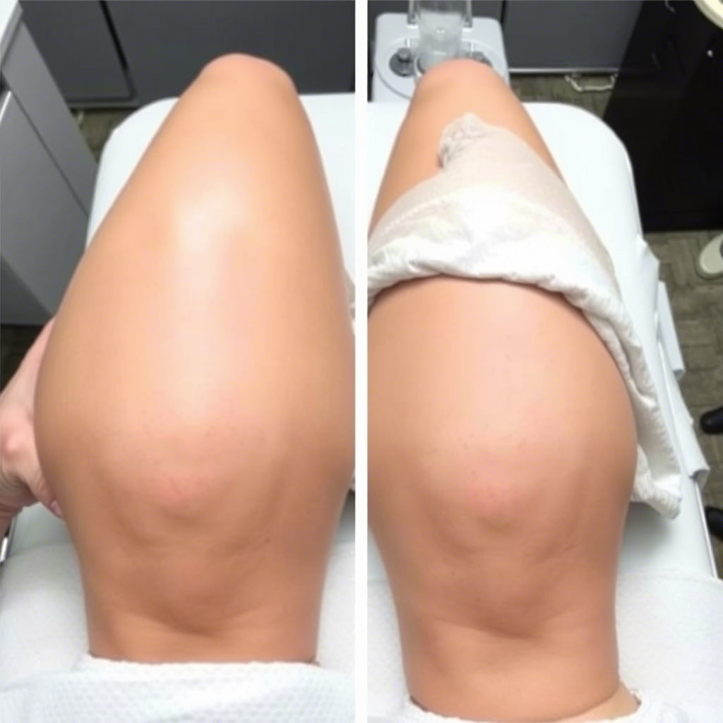 Woman undergoing Endospheres treatment for cellulite reduction on her legs